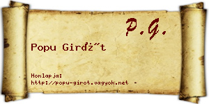 Popu Girót névjegykártya